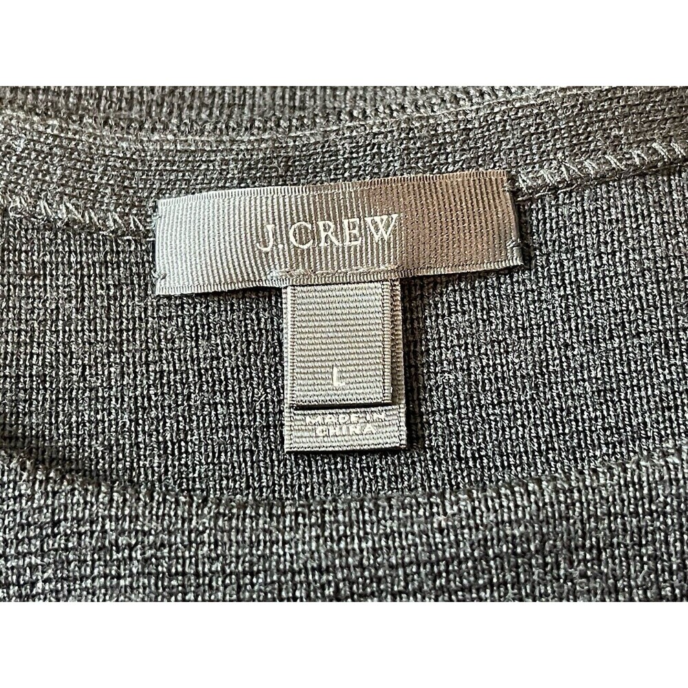J. Crew Black 100% Merino Wool Pullover Stretch Qtr Sleeve Front Pocket Top L - Picture 5 of 9
